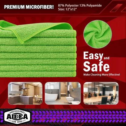 AIDEA Microfiber Cleaning Cloth, 50PK, Microfiber Towels for Cars, Premium Wash Cloths, Dusting Cloth Cleaning Rags, Absorbent Towels for SUVs, House, Kitchen, Window, Cleaning Supplies12×12"