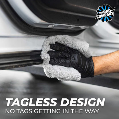 The Rag Company - Creature Edgeless Auto Detailing Towels (10-Pack) Professional 70/30 Blend, Dual-Pile Plush Microfiber, Buffing & Polishing, 420gsm, 16in x 16in, Black