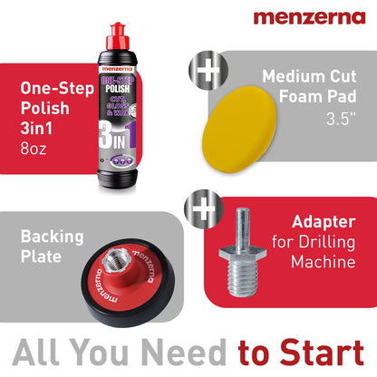 menzerna One-Step Polish 3in1 I Medium Cut Polish with High Gloss Finish & Seal in One I Buffing & Polishing Compound for Car Maintenance I Swirls, Holograms & Scratches I Car Body Repair I 8 fl oz.