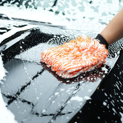 SPTA Microfiber Car Wash Mitt, 3Pcs Car Sponge Glove Wrapped in Soft, Plush Fiber Cloth Material, Safe Washing with Any Car Soap, Bucket, Foam Gun, Foam Cannon, Other Cleaning Supplies