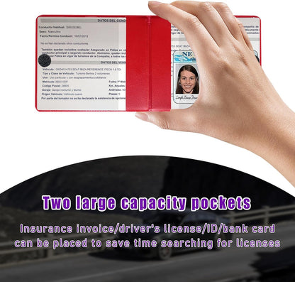 4 PCS Car Registration and Insurance Holder, Vehicle Glove Box Organizers with Closure for License Document, Auto Essential Paperwork Wallet Case Holder, Car Accessories (Black, Car Logo)