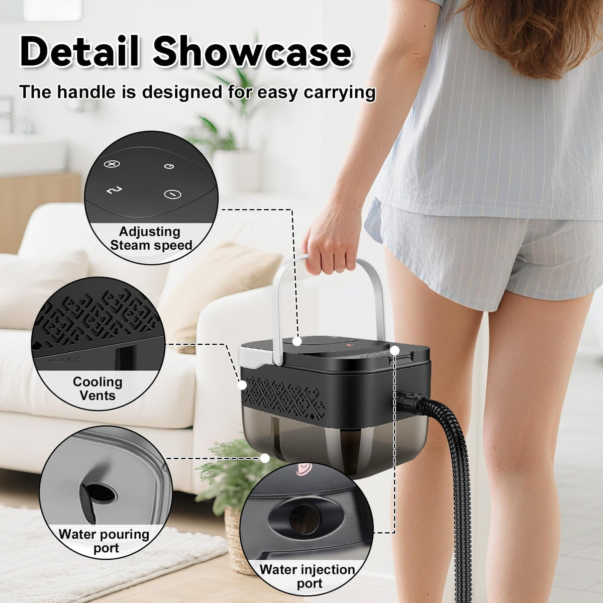 Steam Cleaner, 2500W Portable Handheld Steamer for Cleaning, Large Capacity Tank Pressurized Steam Cleaning Machine for Home, Car, Bathroom, Kitchen, Furniture, Grout, Floor, Tile