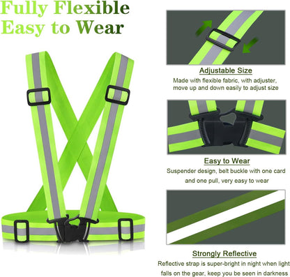 Reflective Vest Running Gear, 2Pack High Visible Safety VES for Cycling Jogging Running Walking, Adjustable for Men Women