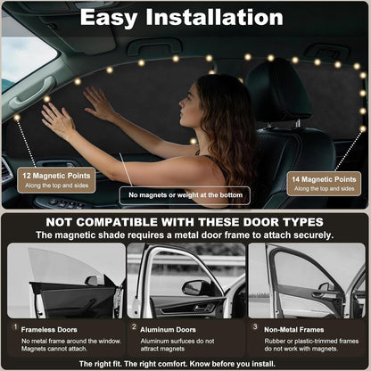 XCBYT Car Window Shades - 4 Pcs Car Privacy Curtains - 100% Block Light Car Window Covers - Magnetic Side Window Sun Shade Keeps Cooler for Breastfeeding, Taking a nap, Changing Clothes, Camping