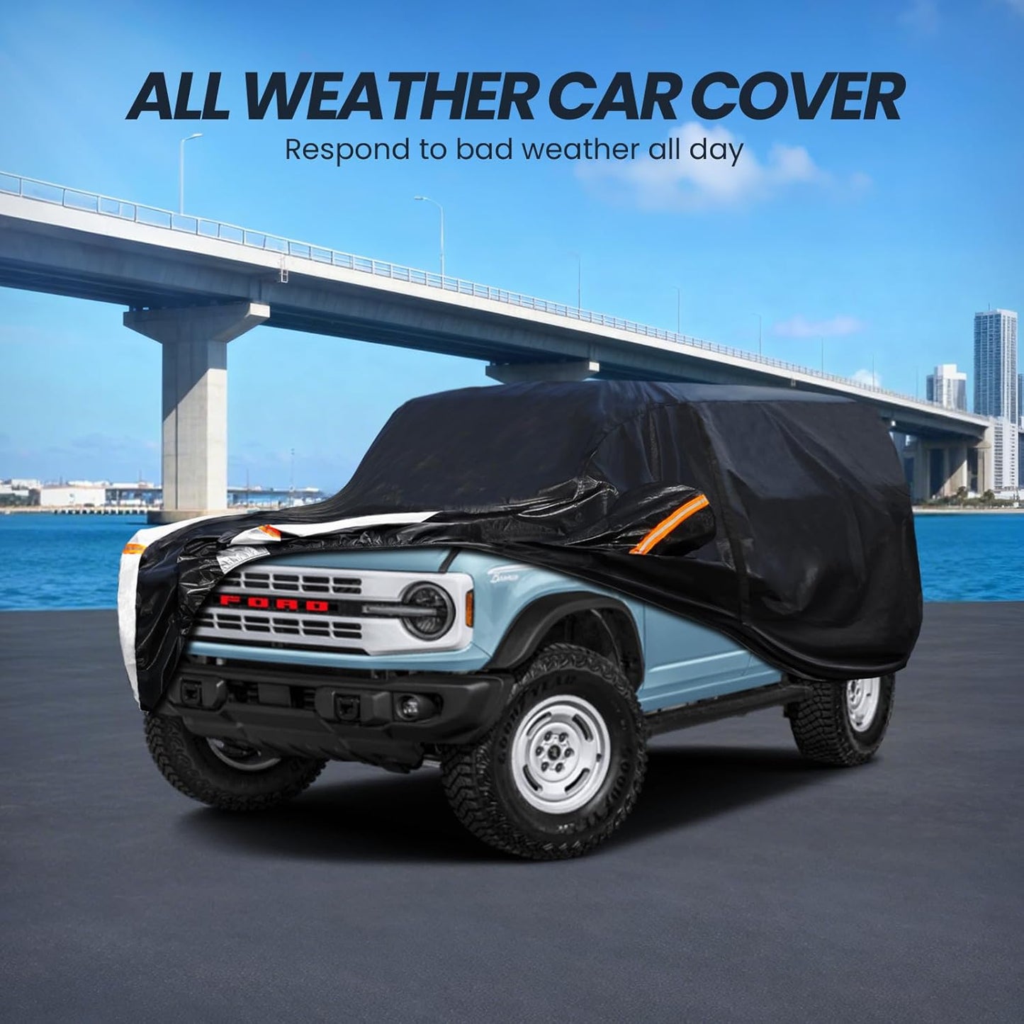 Large SUV Car Cover for Chevy Suburban 100% Waterproof All Weather, Heavy Duty Outdoor Full Exterior Covers Rain Sun Wind UV Protection. - Colors B