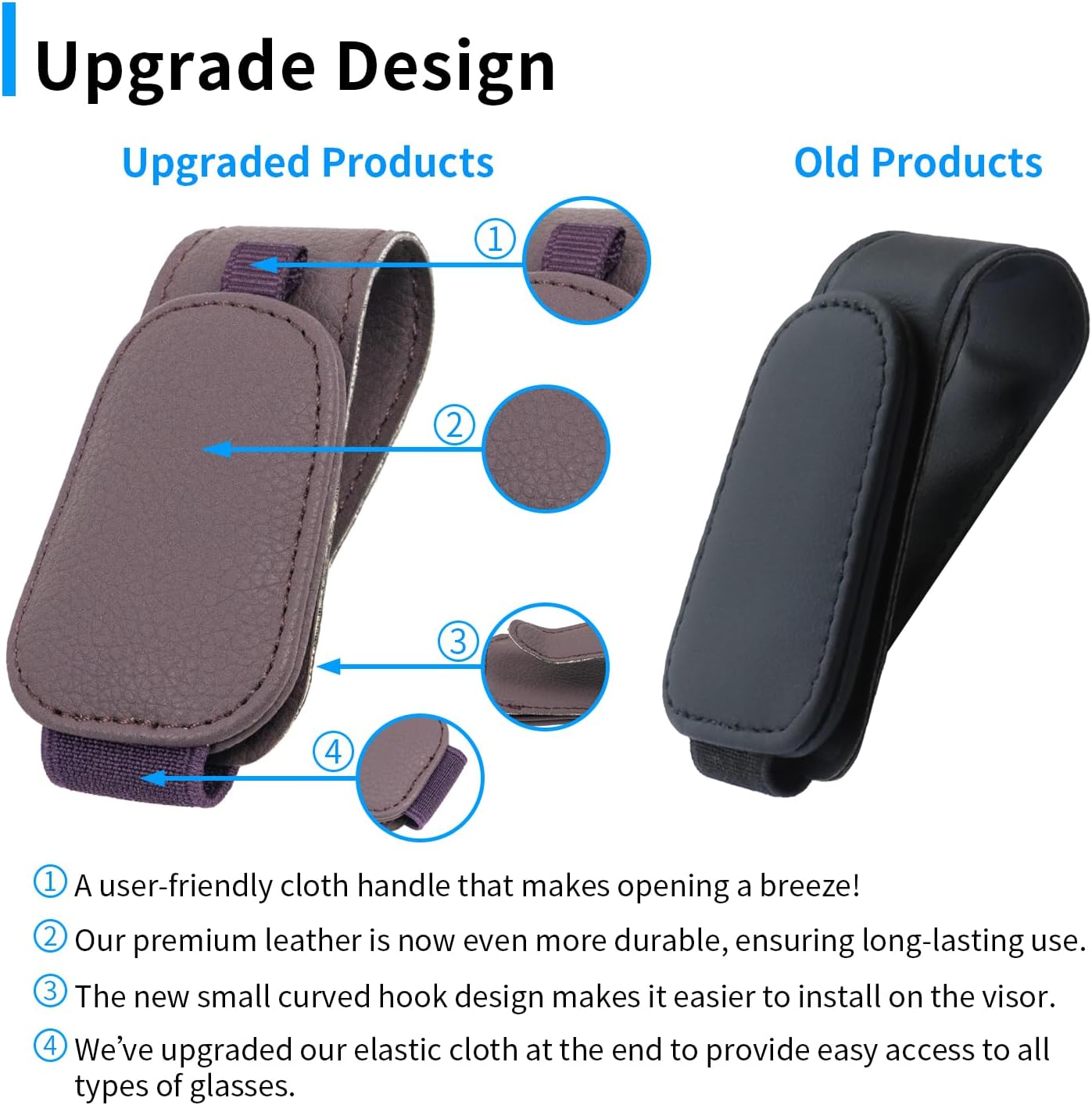 Yuoyar 2 Packs Magnetic Sunglass Holder for Car Visor (Grey) | Magnetic Interior Car Accessories