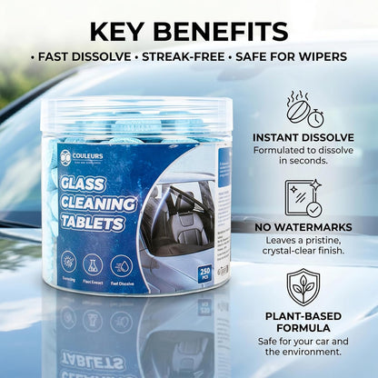Couleurs Car Windshield Washer Tablets, Washer Fluid Tablets Glass Cleaner Concentrate Windshield Wiper Fluid Car Windshield Cleaner Automotive Glass Cleaner, 200 Pieces, 250 Pieces