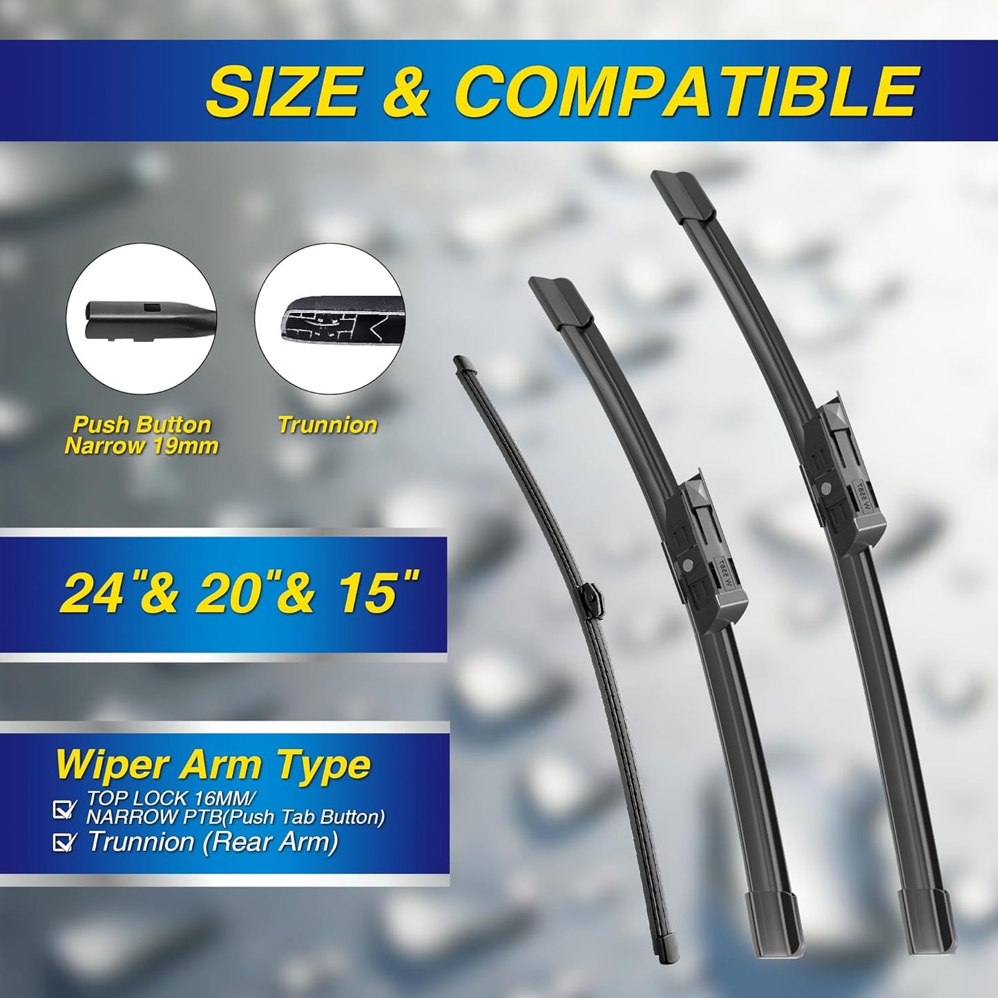 5 PLUS® Silicone Windshield Wipers Replacement for 2007-2014 Ford edge, 2007-2015 Lincoln MKX Wiper Blades(Set of 3),Automotive Replacement Windshield Wiper Blades For My Car-26"/20"/14" - Colors B