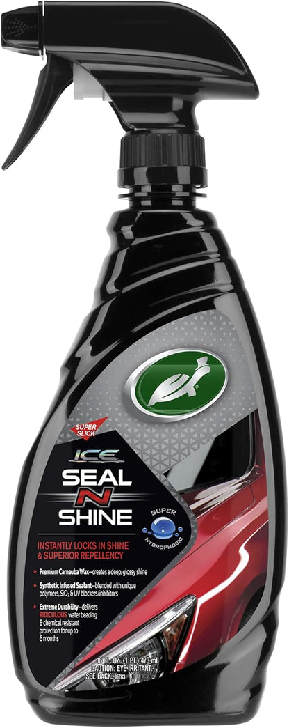 Turtle Wax ICE Seal N Shine, Car Wax Sealant, High Gloss Shine, Insane Water Beading and Durable Paint Protection, Carnauba Wax Infused, For Paint, Wheels, Glass, Plastics and More, 16oz (Pack of 1)