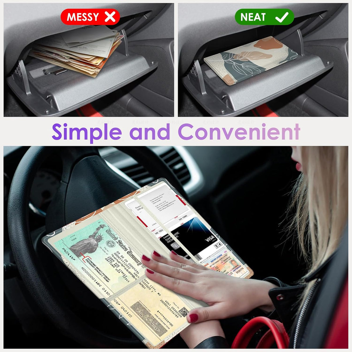 Car Registration and Insurance Holder，Colour Patterns Men Women Car License Document Registration and Insurance Card Holder