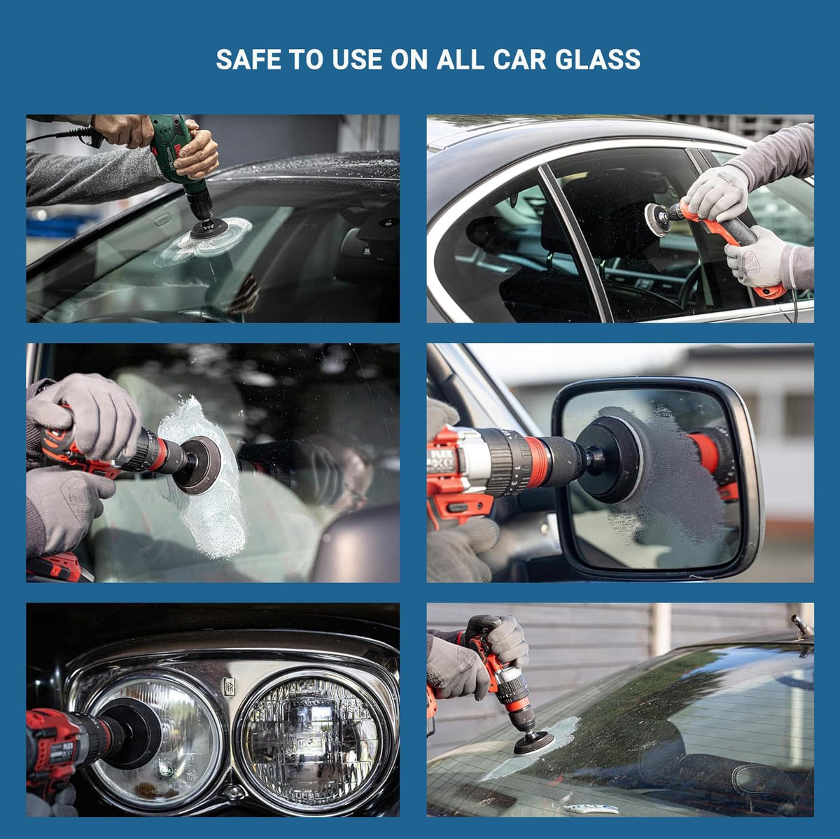 GLASS POLISH DIY 3” (75mm) Windshield Polishing Kit for Car Glass Restoration, Remove Wiper Blade Damage, Fine Scratches, Haziness, and Water Spots, Restore Glass Clarity and Shine