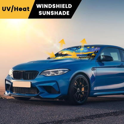 Iridescent Sun Shade for Car Windshield, Foldable Universal Car Windshield Upgrade Sunshade Enhanced UV Rays Reflective Sun Visor Shade Keeps Vehicle Cool
