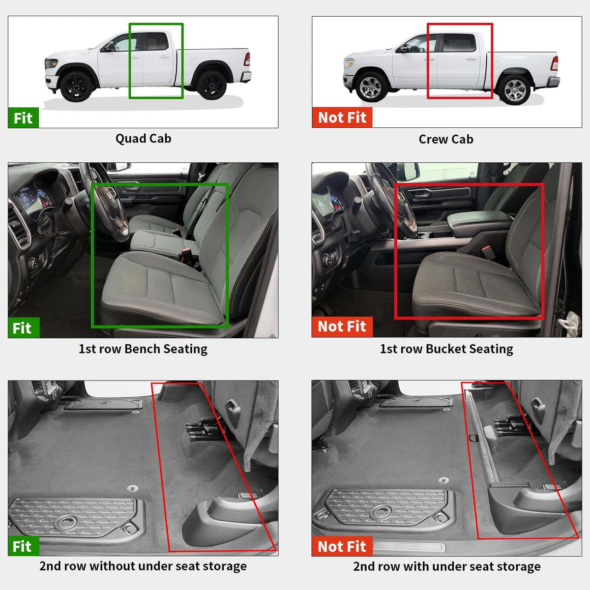LASFIT Floor Mats for 2019-2025 2026 Ram 2500/3500 Crew Cab Bucket Seat for Carpet & Vinyl Floor (NOT fit Model with PTO Kit), All Weather TPE Custom Fit Car Mats Floor Liners 1st & 2nd Row, Black