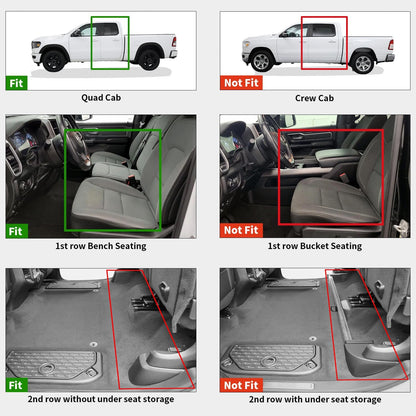 LASFIT Floor Mats for 2019-2025 2026 Ram 2500/3500 Crew Cab Bucket Seat for Carpet & Vinyl Floor (NOT fit Model with PTO Kit), All Weather TPE Custom Fit Car Mats Floor Liners 1st & 2nd Row, Black