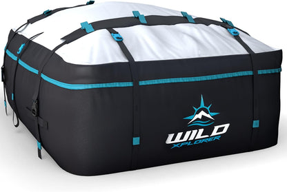 Rooftop Cargo Carrier - 15 Cubic Feet (L), Waterproof Soft Shell Car Roof Cargo Carrier, Heavy Duty Car Top Luggage Cargo Bag with Patented Door Hooks and Non-Slip Mat