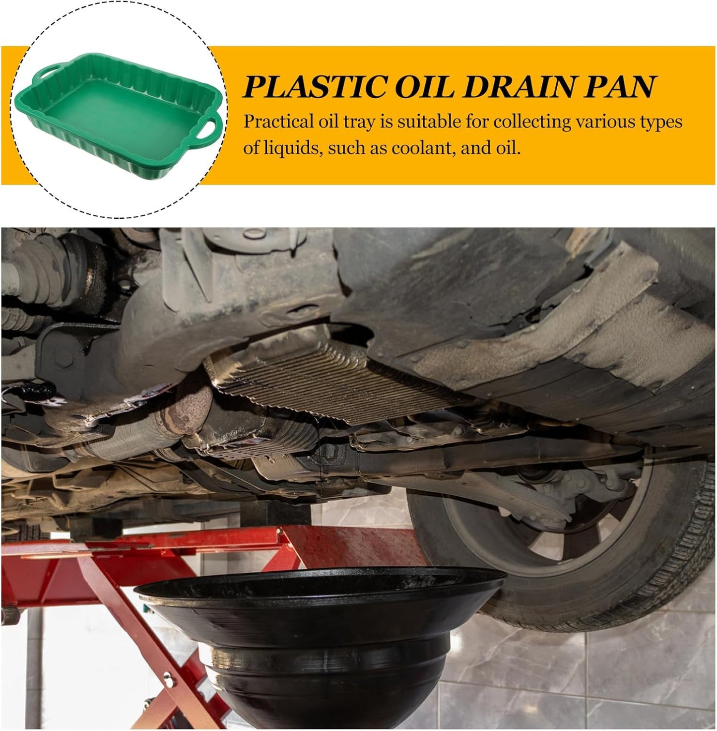 CALLARON 23.5" Oil Drain Pan for Car, Heavy Oil Change Collector Pan Leakproof, Plastic Large Transmission Drain Pan, Changing Oil Pans for Car Truck Engine, Transmission, Fluid Change(Green)