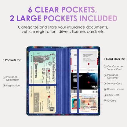 Car Registration and Insurance Holder，Colour Patterns Men Women Car License Document Registration and Insurance Card Holder