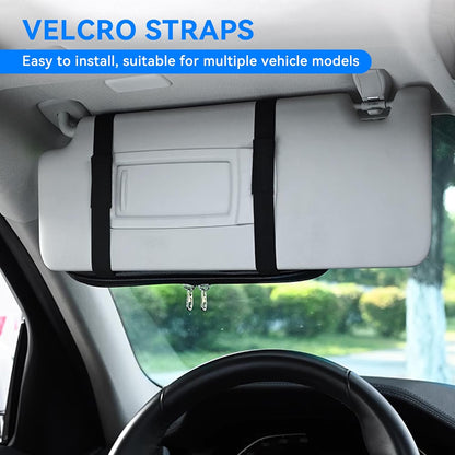Car Sun Visor Organizer, Sunglass Holder and Storage Pocket, Card Cash Pouch with Multi-Pocket Net Zipper, Case Bag for License Pen Key, Auto Accessories for Truck, SUV, Van (Purple)