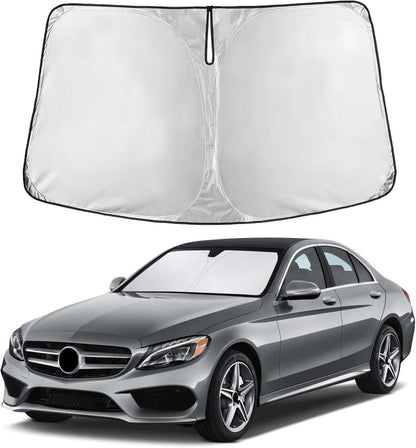 EcoNour Car Windshield Sun Shade | 2025 Upgraded Innovative No-Light-Pass Technology for Maximum Coverage | Foldable Sun Shade Keeps Your Vehicle Cool | Must-Have Car Accessories | Small (59" x 29") - Colors N