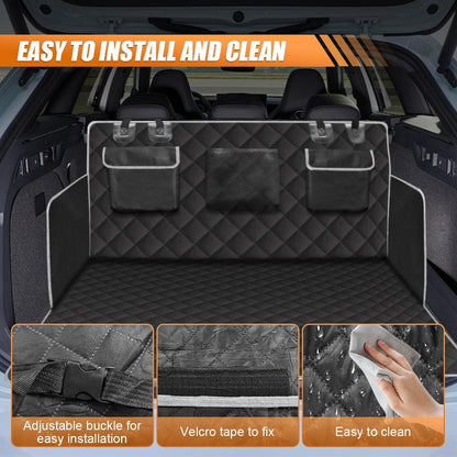SUV Cargo Liner for Dogs, Universal Scratchproof Dog Trunk Cover with Bumper Flap Protector, Non Slip Waterproof Vehicle Pet Back Seat Mat Accessories for Sedans, Trunks (Black)