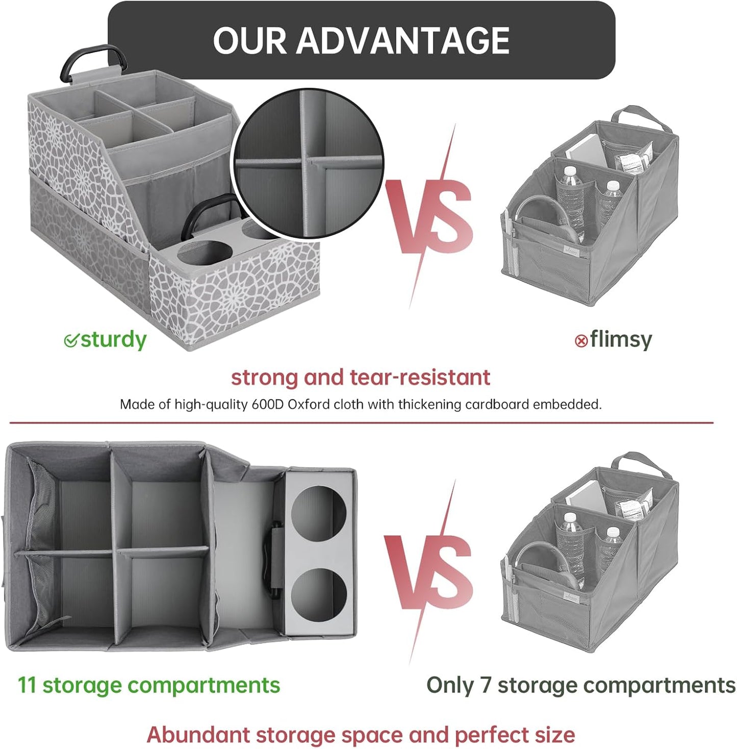 MULISOFT Car Seat Organizer- Backseat Car Organizer with 11 Storages Compartments and 2 Cup Holders, Organizers and Storage, Front Seat for Travel Kids,Black