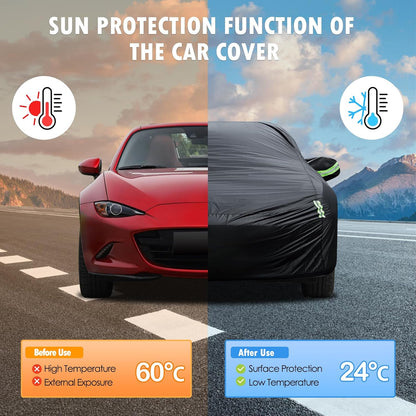 Car Cover Custom Fit for Toyota Corolla 2000-2025, Honda Civic 1991-2025, Waterproof All Weather Full Exterior Cover Rain Sun Protector Car Cover with Door Zipper