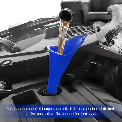 2PCS Oil Funnel, Flexible Multi-Function Automotive Oil Funnel, Spill-Proof Plastic Long Neck Engine Funnels Set for Gas Lubricants Water Diesel Fuel Kerosene, Car Accessories (Blue)