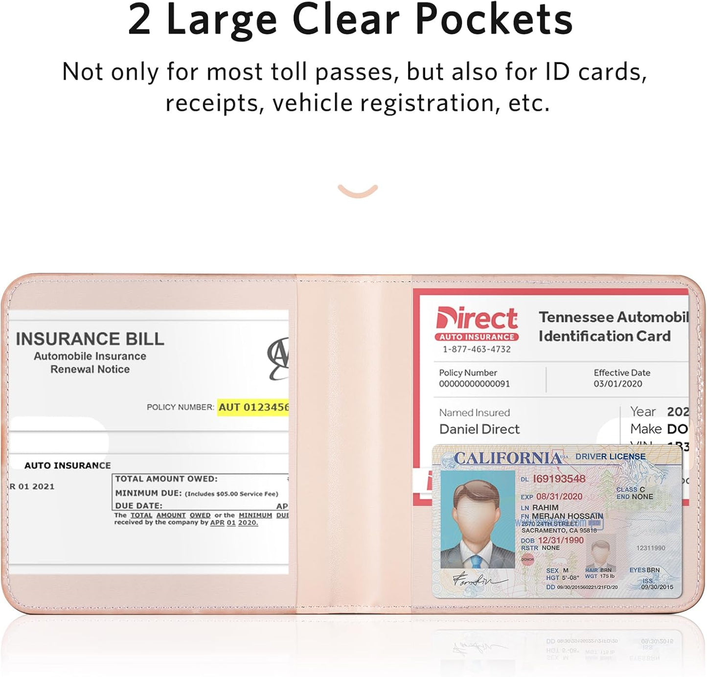 CoBak Car Registration and Insurance Holder - Men and Women Small Lightweight Vehicle Glove Box Car Organizer, Auto Truck Comparment Accessories Case for Essential Document, Driver License (Black)