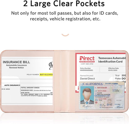 CoBak Car Registration and Insurance Holder - Men and Women Small Lightweight Vehicle Glove Box Car Organizer, Auto Truck Comparment Accessories Case for Essential Document, Driver License (Black)