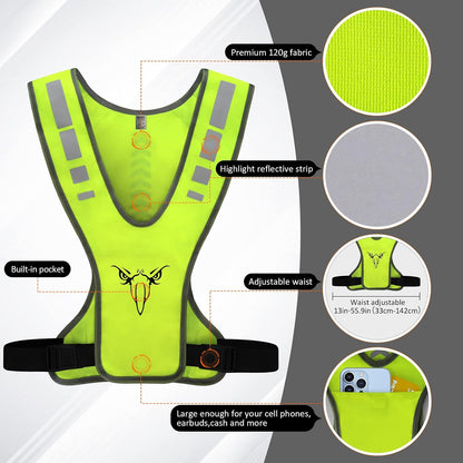 TCCFCCT Reflective Running Vest, High Visibility Running Gear with Large Pocket