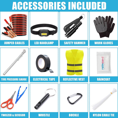 Car Roadside Emergency Kit, Portable Car Safety Kit Car Kits for Emergency, Black