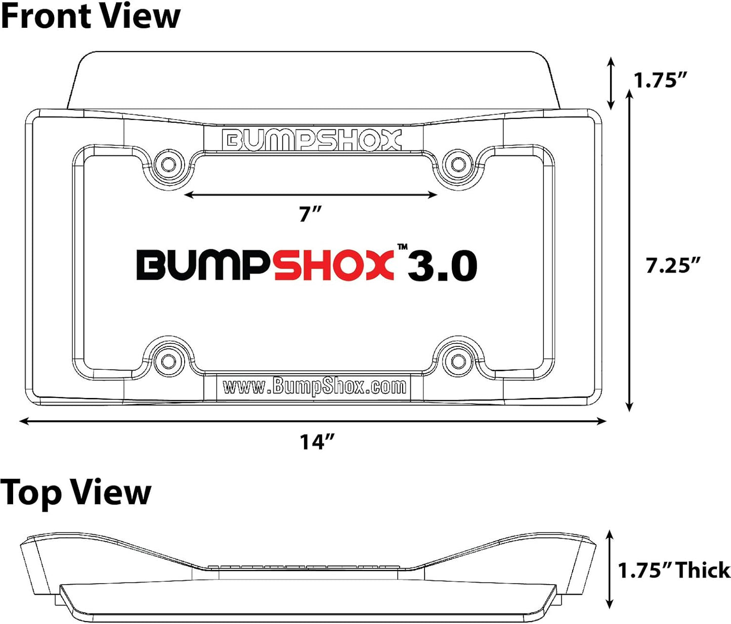 BumpShox - The Original Front Bumper Guard & Front Bumper Protection License Plate Frame. Tougher Than Steel! (BumpShox MAX (2.0" Thick))