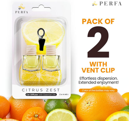Fresh Linen Car Air Freshener | Hanging Car Freshener with Vent Clip | Long Lasting Fragrance, Slow-Release Aroma Technology, Adjustable Scent Intensity | Scented Interior Accessories by Perfa