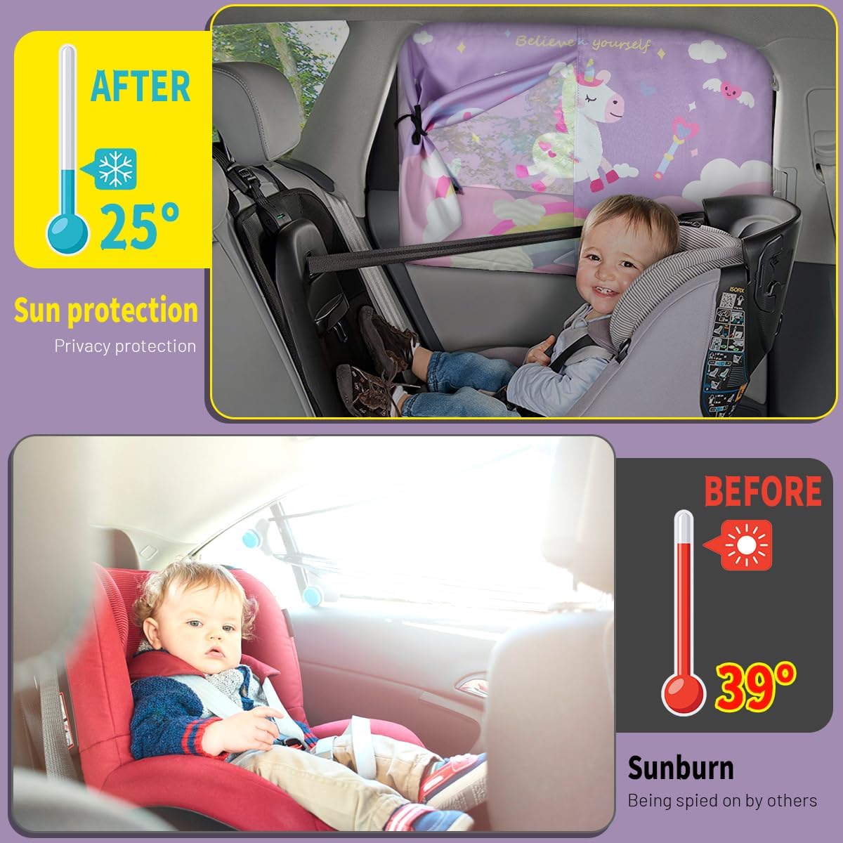 Car Window Shades, 2 PCS Magnetic Double Layer Auto Sun Shade for Side Windows Privacy Full Covers/Half Shade Options Back Car Window Curtains for Baby Protection