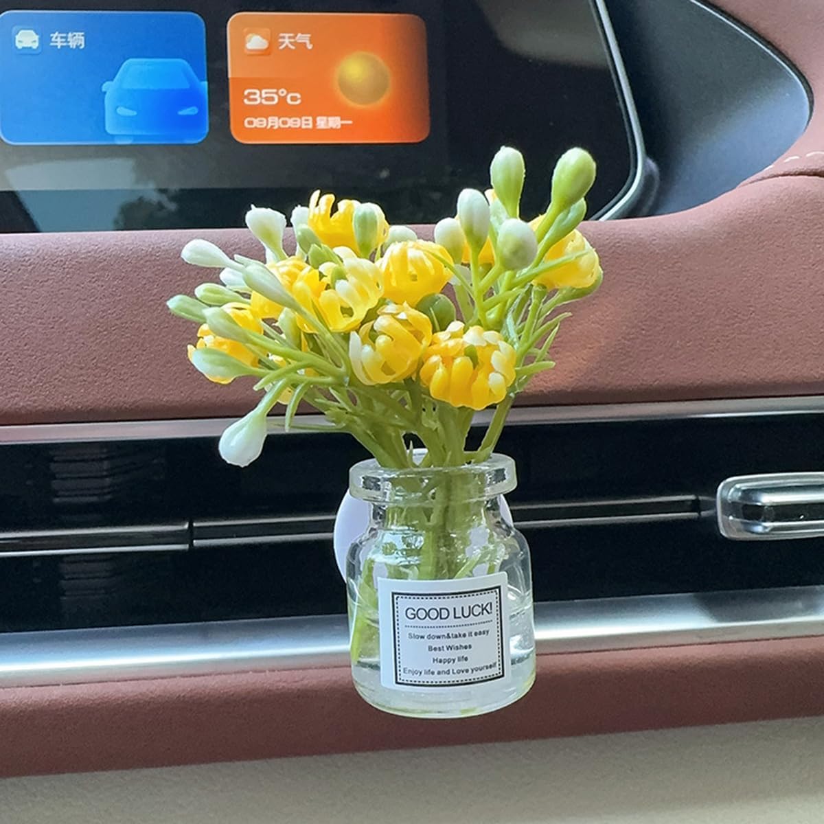Set of 4 Cute Flower Bouquet Car Air Freshener Vent Clips, Mini Artificial Flowers for Car Air Vent Decoration, Auto Interior Dashboard Ornament Accessories