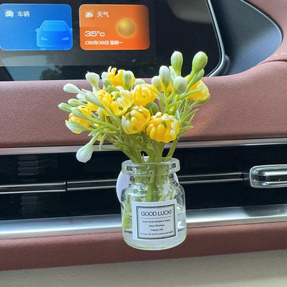 Set of 4 Cute Flower Bouquet Car Air Freshener Vent Clips, Mini Artificial Flowers for Car Air Vent Decoration, Auto Interior Dashboard Ornament Accessories