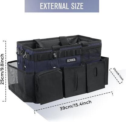 SCAVATA Wearable Cleaning Caddy Bag, Supplies Organizer with Handle & Shoulder Straps for Housekeepers, Under Sink & Car Cleaning Tool Organizer with 4 Foldable Dividers (Black)