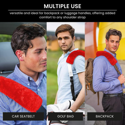 Andalus Brands 2 Pack Genuine Merino Wool Sheepskin Seat Belt Cover – Soft Shoulder Pad, Neck Cushion Protector – Authentic Car Accessories (Pearl)
