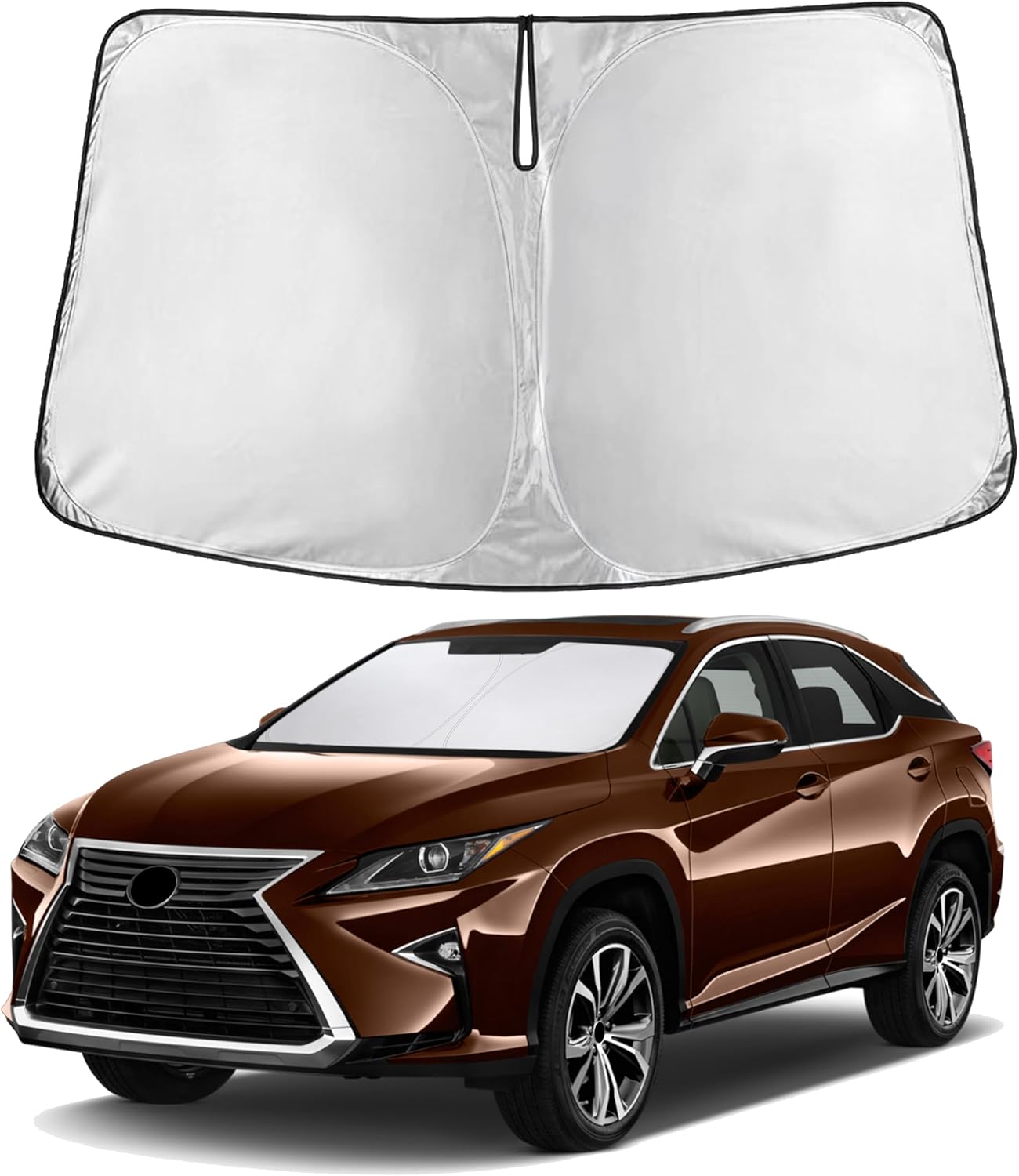 EcoNour Car Windshield Sun Shade | 2025 Upgraded Innovative No-Light-Pass Technology for Maximum Coverage | Foldable Sun Shade Keeps Your Vehicle Cool | Must-Have Car Accessories | Small (59" x 29") - Colors B