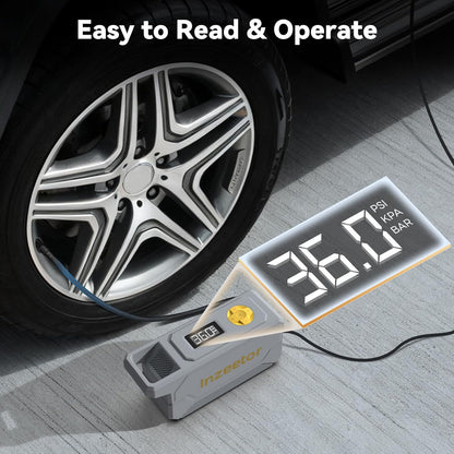 150 PSI Tire Inflator Portable Air Compressor, 12V DC Auto Shutoff Air Pump with Digital Pressure Gauge and Emergency LED Light for Car Tires, Bicycle & Balloons, Black