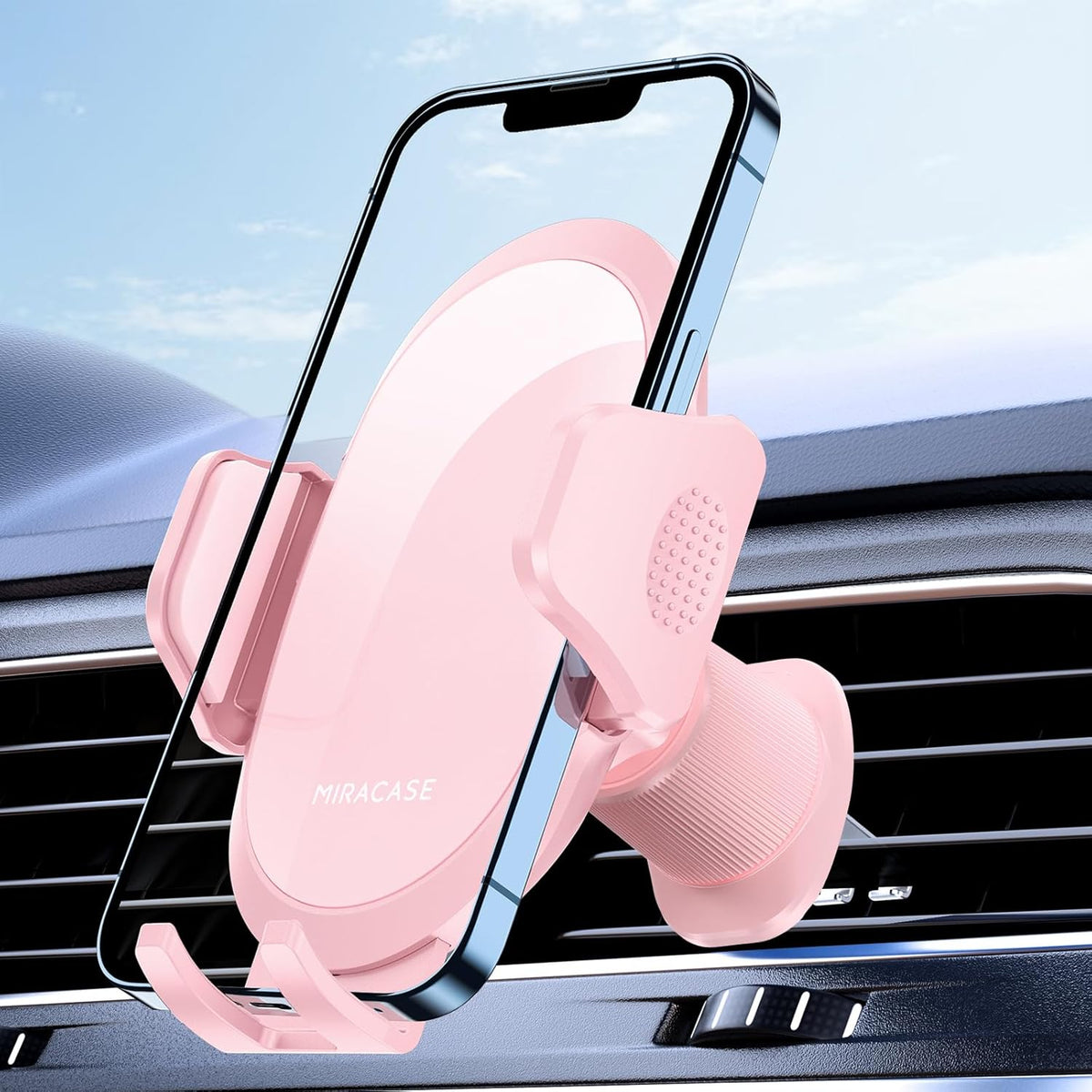 Miracase Phone Holders for Your Car with Metal Hook Clip, Air Vent Cell Phone Stand Car Mount, Universal Automobile Cradle for Garmin GPS Fit iPhone Android and All Smartphones, Dark Black