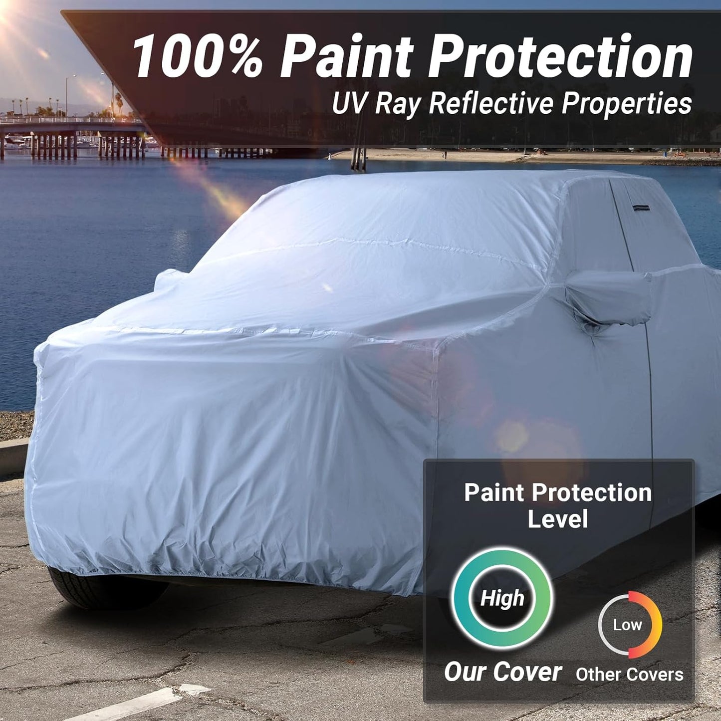 iCarCover 15-Layer Car Cover Waterproof All Weather | Premium Quality Car Covers for Automobiles, UV Protection, El Camino, Impala, Bel Air, Monte Carlo, Galaxie, Charger, Size C21 (See Size Chart) - Colors B