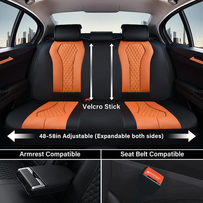 Coverado Seat Covers, Car Seat Covers Full Set, Black Car Seat Cover, Car Seat Covers Front Seats Back Seat Cover, Waterproof Car Seat Cushion, Leather Seat Covers Seat Protector Fit for Most Cars