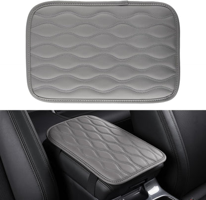 Amiss Car Center Console Cover, Upgraded Leather Car Armrest Cushion with 2 Storage Pockets, Universal Waterproof Cushion Pad, Non-Slip Car Interior Accessories, Fits Most Sedans SUVs Trucks (Black)