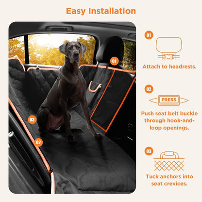 Shodu Waterproof Dog Car Seat Cover for Back Seat,Collapsible Scratchproof Dog Car Seats Covers,Nonslip Dogs Seat Cover with Mesh Window,Storage Pocket,Side Flaps,Universal Size Fit for Car/Truck/SUV