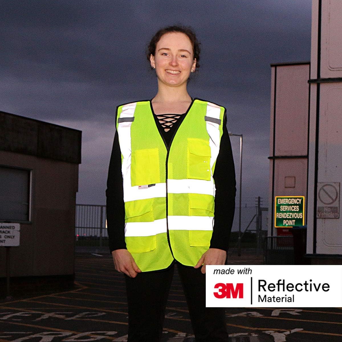 Salzmann Breakaway Mesh Reflective Vest | Hi Vis Vest | US ANSI/ISEA 107 | Made with 3M Reflective Material | 5-Point Breakaway with Pockets & Zipper | Yellow, Orange – 5 Sizes