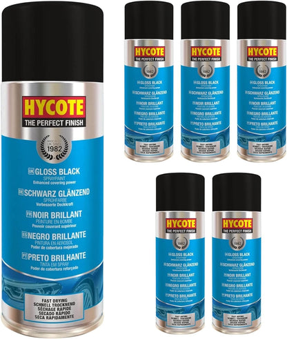 Hycote Black Spray Paint, Gloss Black, 13.5 Oz - Fast Drying, UV & Weather Resistant, Acrylic Formula for Superior Protection – For Automotive & DIY Use, 400ml