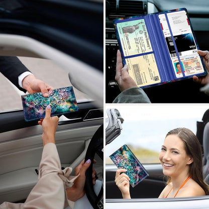 Car Registration and Insurance Holder，Colour Patterns Men Women Car License Document Registration and Insurance Card Holder