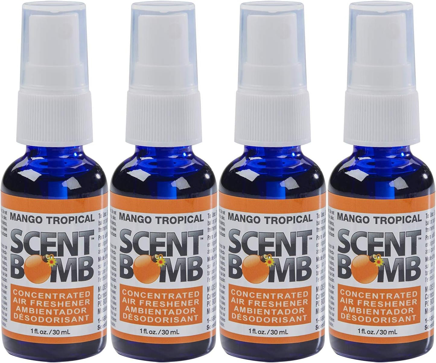Scent Bomb Air Freshener Spray, Long-Lasting Odor Eliminator - Effective Deodorizer for Home & Car, Fresh Room Spray for Kitchen, Bathroom & Smell Neutralizer - 1 oz Pack of 4, Black Cherry Scent