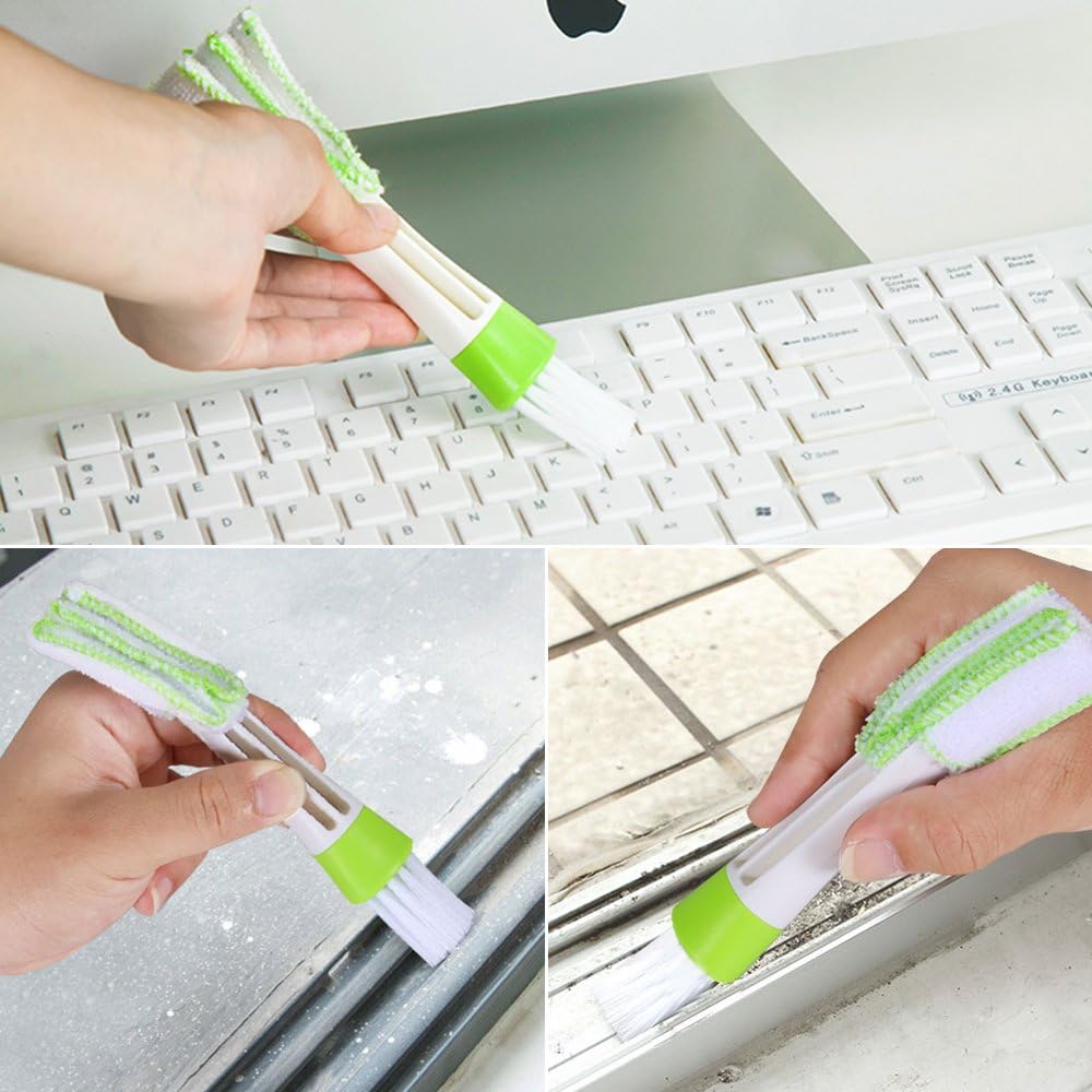 SENHAI Mini Duster for Car Air Vent, Set of 3 Automotive Air Conditioner Cleaner and Brush, Dust Collector Cleaning Cloth Tool for Keyboard Window Leaves Blinds Shutter